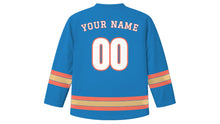 Load image into Gallery viewer, Tel Aviv Original Hockey Jersey in Sea Blue, back view with your name and number