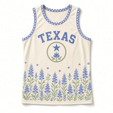 Load image into Gallery viewer, Texas Bluebonnet Original Basketball Jersey in Prairie Cream, front view – custom name and number