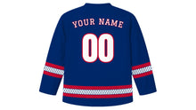 Load image into Gallery viewer, Texas Independence Day Original Hockey Jersey in Navy, back view with your name and number
