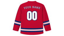 Load image into Gallery viewer, Texas Independence Day Original Hockey Jersey in Red, back view with your name and number