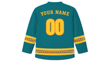 Load image into Gallery viewer, Thaipusam Original Hockey Jersey in Peacock Teal, back view with your name and number