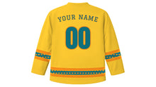 Load image into Gallery viewer, Thaipusam Original Hockey Jersey in Saffron Yellow, back view with your name and number