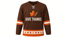 Load image into Gallery viewer, Thanksgiving Original Hockey Jersey in Brown, front view – custom name and number
