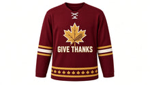 Load image into Gallery viewer, Thanksgiving Original Hockey Jersey in Burgundy, front view – custom name and number