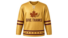 Load image into Gallery viewer, Thanksgiving Original Hockey Jersey in Gold, front view – custom name and number