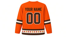Load image into Gallery viewer, Thanksgiving Original Hockey Jersey in Orange, back view with your name and number