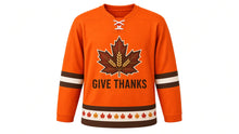 Load image into Gallery viewer, Thanksgiving Original Hockey Jersey in Orange, front view – custom name and number