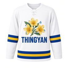 Load image into Gallery viewer, Thingyan Original Hockey Jersey in White, front view – custom name and number