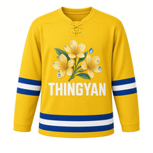 Load image into Gallery viewer, Thingyan Original Hockey Jersey in Yellow, front view – custom name and number