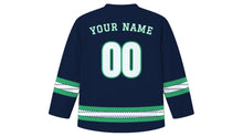 Load image into Gallery viewer, Thorrablot Original Hockey Jersey in Midnight Blue, back view with your name and number