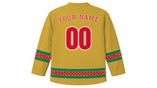 Load image into Gallery viewer, Thrissur Pooram Original Hockey Jersey in Gold, back view with your name and number