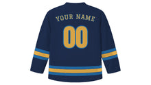 Load image into Gallery viewer, Tianjin Original Hockey Jersey in Bohai Navy, back view with your name and number