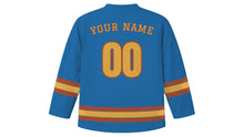 Load image into Gallery viewer, Tianjin Original Hockey Jersey in Haihe Blue, back view with your name and number