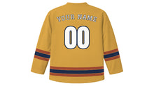 Load image into Gallery viewer, Tianjin Original Hockey Jersey in Twist Gold, back view with your name and number