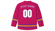 Load image into Gallery viewer, Tihar Original Hockey Jersey in Magenta, back view with your name and number