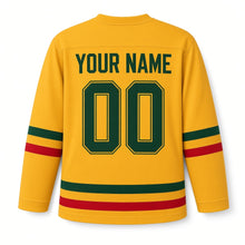 Load image into Gallery viewer, Timkat Original Hockey Jersey in Gold, back view with your name and number