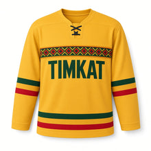 Load image into Gallery viewer, Timkat Original Hockey Jersey in Gold, front view – custom name and number
