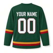Load image into Gallery viewer, Timkat Original Hockey Jersey in Green, back view with your name and number