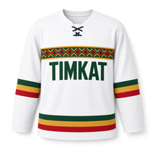 Load image into Gallery viewer, Timkat Original Hockey Jersey in White, front view – custom name and number