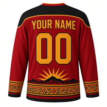 Load image into Gallery viewer, Timor-Leste Independence Day Original Hockey Jersey in Liberty Red, back view with custom YOUR NAME and 00