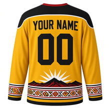 Load image into Gallery viewer, Timor-Leste Independence Day Original Hockey Jersey in Sun Yellow, back view with custom YOUR NAME and 00