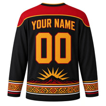 Load image into Gallery viewer, Timor-Leste Independence Day Original Hockey Jersey in Black, back view with custom YOUR NAME and 00