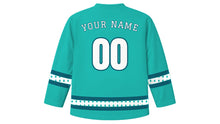Load image into Gallery viewer, Tiragan Original Hockey Jersey in Turquoise, back view with your name and number