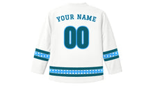 Load image into Gallery viewer, Tiragan Original Hockey Jersey in White, back view with your name and number