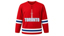 Load image into Gallery viewer, Toronto Original Hockey Jersey in Red, front view – custom name and number