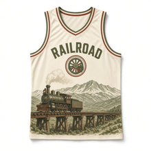 Load image into Gallery viewer, Transcontinental Railroad Original Basketball Jersey in Rail Cream, front view – custom name and number