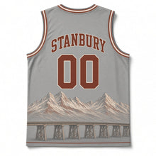 Load image into Gallery viewer, Transcontinental Railroad Original Basketball Jersey in Smoke Gray, back view with your name and number