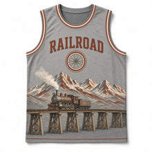 Load image into Gallery viewer, Transcontinental Railroad Original Basketball Jersey in Smoke Gray, front view – custom name and number