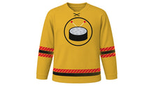 Load image into Gallery viewer, Trinidad and Tobago Independence Day Original Hockey Jersey in Steelpan Gold, front view – custom name and number