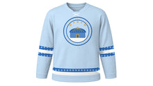 Load image into Gallery viewer, Tsagaan Sar Original Hockey Jersey in Frost Blue, front view – custom name and number