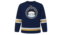 Load image into Gallery viewer, Tsagaan Sar Original Hockey Jersey in Navy, front view – custom name and number
