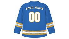 Load image into Gallery viewer, Tsagaan Sar Original Hockey Jersey in Sky Blue, back view with your name and number