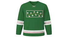 Load image into Gallery viewer, Tu BiShvat Original Hockey Jersey in Forest Green, front view with almond-blossom branch chest band – custom name and number