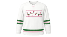 Load image into Gallery viewer, Tu BiShvat Original Hockey Jersey in White, front view with almond-blossom branch chest band – custom name and number