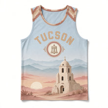 Load image into Gallery viewer, Tucson Desert Mission Original Basketball Jersey in Desert Sky, front view – custom name and number