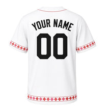 Load image into Gallery viewer, Tulip Spring Milwaukee Baseball Jersey in Petal White, back view with your name and number – custom block name and number with diamond-stripe sleeves