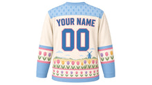 Load image into Gallery viewer, Tulip Windmill Fields Original Hockey Jersey in Field Cream, back view with your name and number – tulip-bud yoke and tulip-row sleeve bands