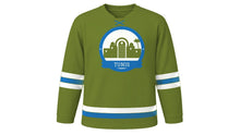 Load image into Gallery viewer, Tunis Original Hockey Jersey in Olive Green, front view – custom name and number