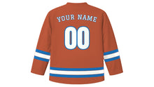 Load image into Gallery viewer, Tunis Original Hockey Jersey in Terracotta, back view with your name and number