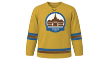 Load image into Gallery viewer, Turin Original Hockey Jersey in Baroque Gold, front view – custom name and number