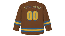 Load image into Gallery viewer, Turin Original Hockey Jersey in Gianduja Brown, back view with your name and number