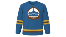Load image into Gallery viewer, Turin Original Hockey Jersey in Po River Blue, front view – custom name and number