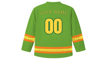Load image into Gallery viewer, Ugadi Original Hockey Jersey in Mango Green, back view with your name and number