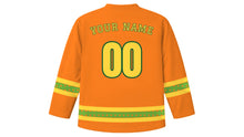 Load image into Gallery viewer, Ugadi Original Hockey Jersey in Orange, back view with your name and number