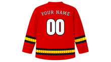 Load image into Gallery viewer, Uganda Independence Day Original Hockey Jersey in Red, back view with your name and number