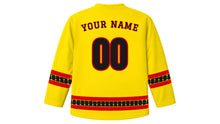 Load image into Gallery viewer, Uganda Independence Day Original Hockey Jersey in Yellow, back view with your name and number